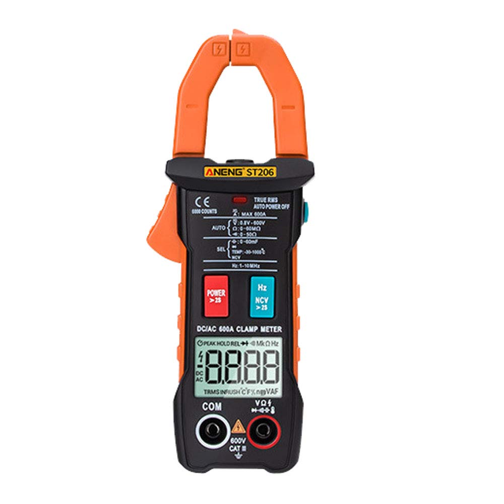 /G ST206 Multímetro Digital Pinza amperimétrica 6000 Cuentas True RMS Amp DC/AC Pinza amperimétrica Medida DC Amperimetro Tester Voltímetro - Naranja