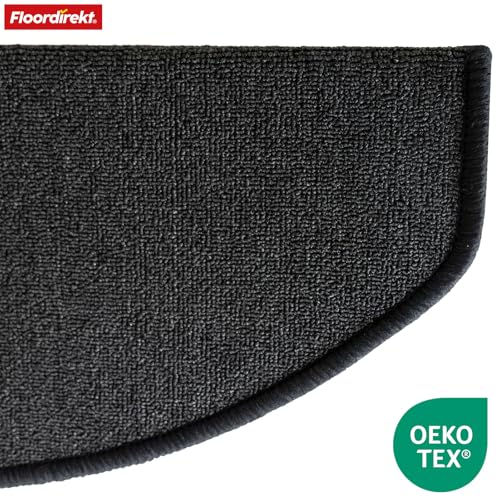 Floordirekt Treppenstufen Matten - London Pro Anthrazit - 1 Stück Stufenmatten Treppenteppich halbrund 25x65 cm
