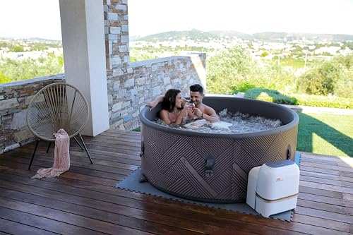 MSpa Whirlpool Mono Eco 192x192x65 cm Aufblasbarer Whirlpool für 8 Personen mit 144 Massagedüsen PTC-Heizung UVC+ Desinfektion Anti-Frost-System App-Steuerung & Rhino Tech 6-Schicht-Material
