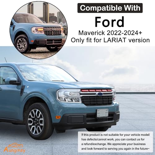 Image of Ford Maverick 2022 Front Bumper Grille Covers - Compatible Mesh Inserts Trim, Clip-in Grille Guard, Air Inlet Vent ABS Accessories