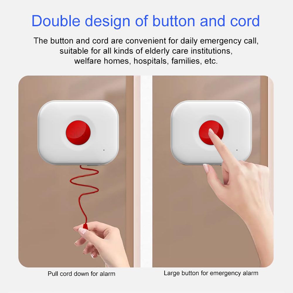 Wolf Guard TUYA Pulsante di emergenza SOS WiFi con cavo di trazione, per amico anziano disabile bambino, sistema di allarme sanitario Smartlife APP promemoria remoto (Stile coulisse (set di 3))