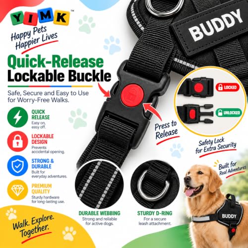 Image of Black Dog Vest Harness with Leash - No Pull, Reflective & Adjustable