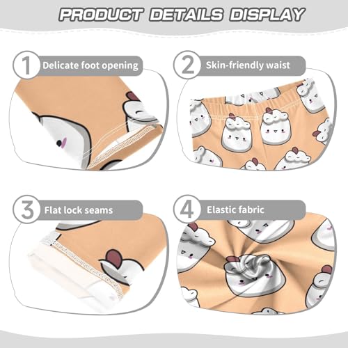 Cute Marshmallow Girls Leggings,Workout Leggings for Girls Toddler Athletic Leggings Size for 3-10T3