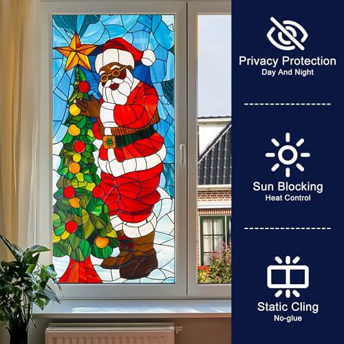 Vinilo decorativo Santa Claus negro 39.3×17.7 in miniatura 3