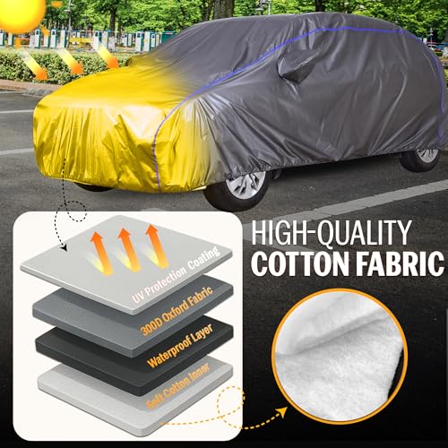 Image of Autofact 210D SuperDuper Waterproof Car Cover for Honda City (2020 to 2025) | Mirror Pockets, UV & Heat Resistant, Windproof with Buckle Belt, Scratchproof & Dustproof, Grey Color