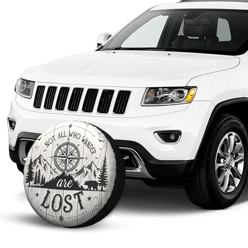 Image of Not All Those Who Wander are Lost Spare Tire Cover Wheel Protectors Waterproof UV Resistant Wheel Covers Universal Fit for SUV Truck Rv Trailer Camper Travel Accessories 14 inch