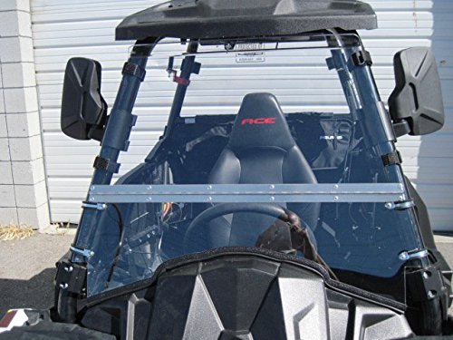 UTV WINDSHIELD Scratch-Resistant Full Tilting Windshield Compatible with Polaris Ace, 3/16 Inch Polycarbonate – Fits Soft or No Top – Off-Road Accessory – Made in USA