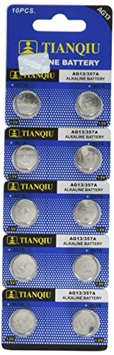 Tianqiu 10 Pack AG13 LR44 A76 357 Button Cell Battery