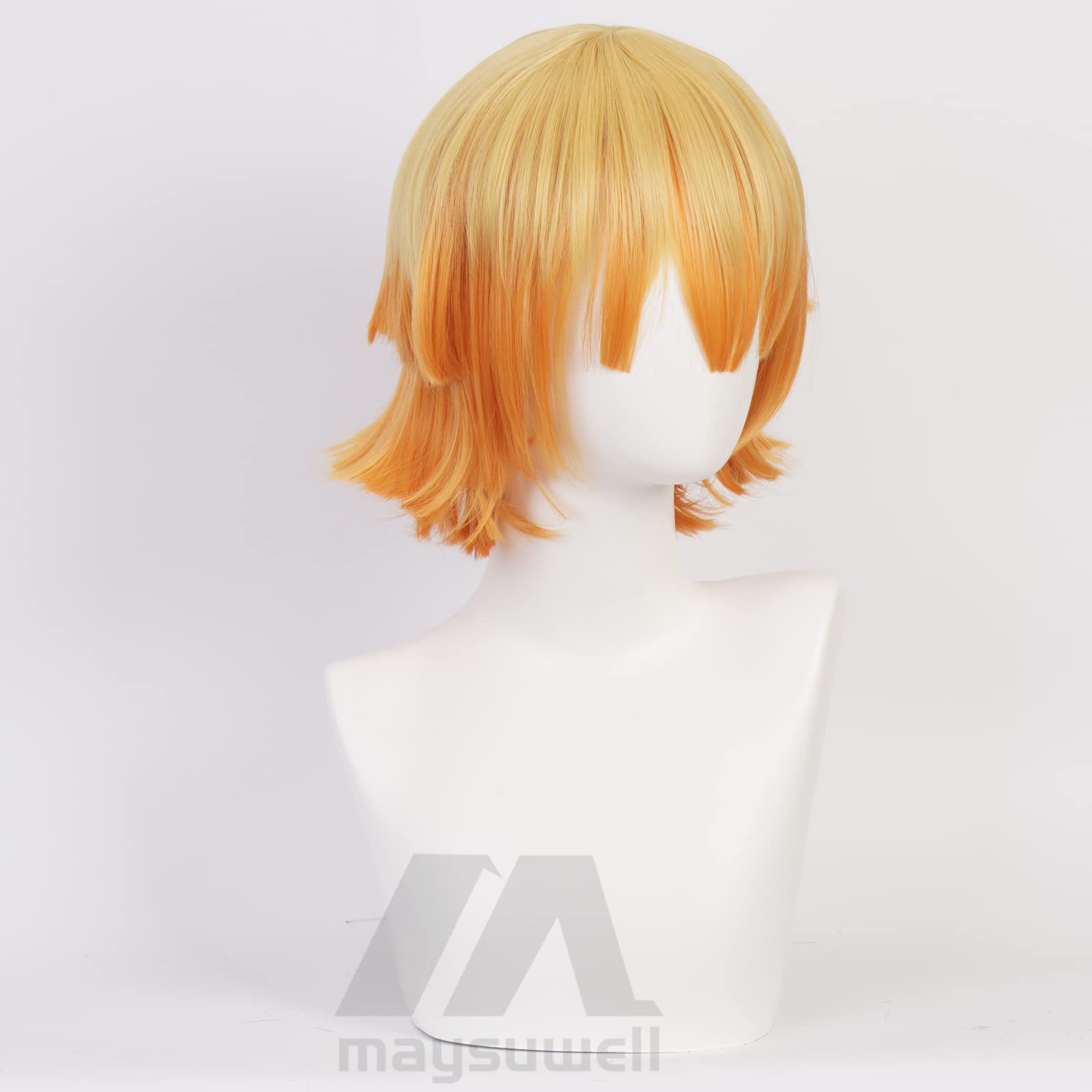 Yellow Mixed Orange Ponytail Long Cosplay Wig for Unisex Women Men Halloween Conventions Cos Anime Party Heat Resistant Synthetic Fabric Costume Hairs - Image 4