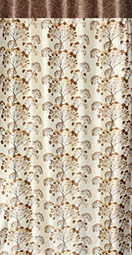 Image of Floral Print Semi-Sheer Curtains for Window 6 Feet, Pack of 1, Coffee