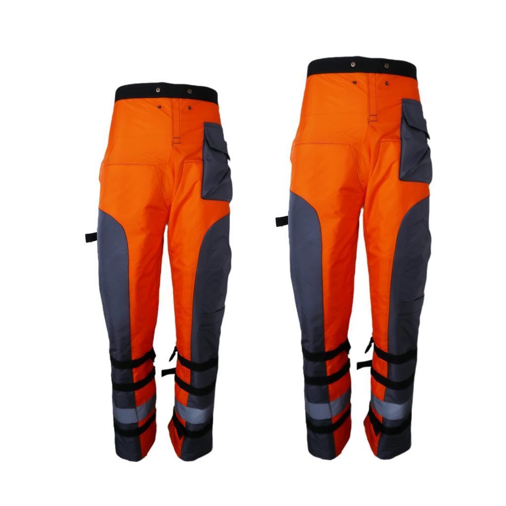 Pantaloni Antitaglio per Motosega, Arancioni, con Vita Regolabile, Equipaggiamento di Multifunzionale a 9 Strati per Motosega, M