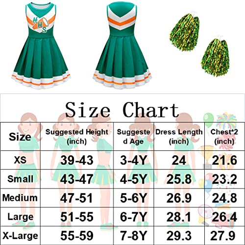 Dotrewes Green Cheerleading Outfit Girls St 4 Movie Cheerleader Costume Halloween Costume Green High Cheer Uniform St4 Cheer Outfit Stranger Movie Character Role Play Costume Outfit With Pom Pom #TOP4