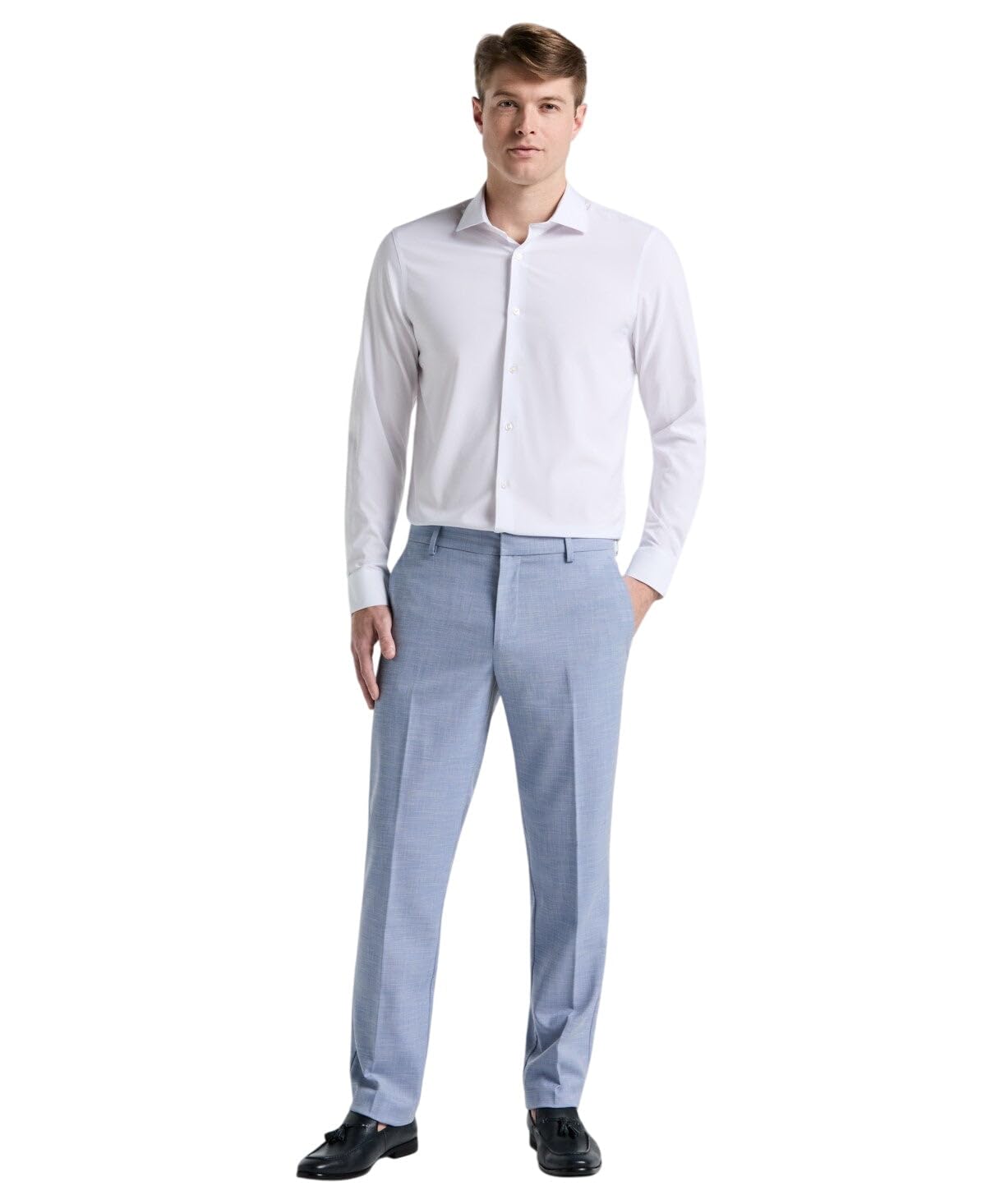 Perry Ellis Mens Modern fit Dress Pants 40 30 Light Blue Solid