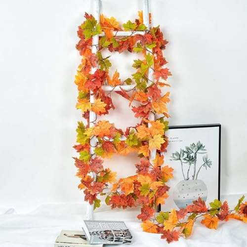 Herbst Girlande Ahornblätter, Herbstblätter Girlande Herbstgirlande für Drinnen und Draußen, Hochzeit, Erntedankfest, Abendessen, Party, Kamin, Weihnachtsdekoration(175cm) – Bild 5