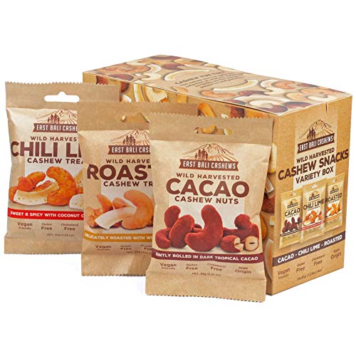 East Bali Cashews, Variety Cashew Nut Snack Packs (10 Count) - Gluten Free