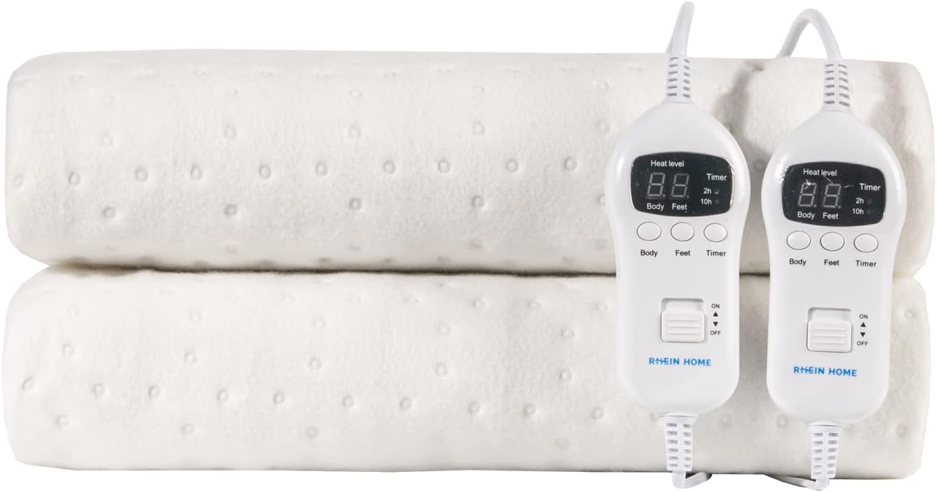 RHEIN HOME Waterproof Multizone Electric Blanket King Size Dual