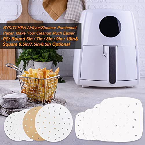 Air Fryer Perforated Parchment Paper, Set Of 100, 8 Inch Air Fryer Liner/Bamboo Steamer Paper/Perforated Parchment Paper For Air Fryer, Steaming Basket And More (6/7/9/10 Inch Available) #TOP5