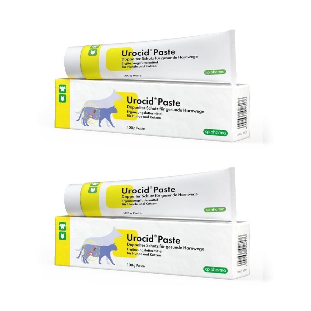 cp-pharma Urocid Pasta | dwupak | 2 x 100 g | dieta uzupełniająca karma dla psów i kotów | w przypadku dolegliwości pęcherza, kamienie struwitu z metioniną i żurawiną