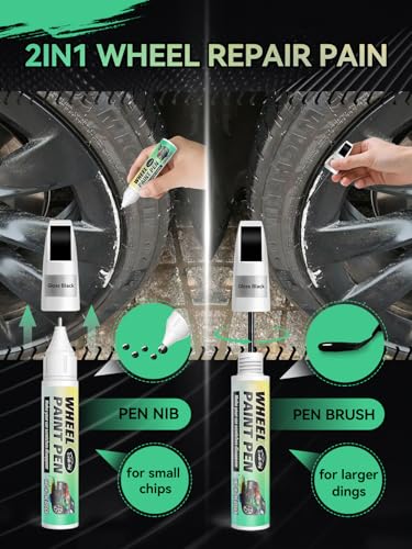 Image of Gloss Black Rim Touch Up Paint for Honda,Wheel Scratch Repair Kit for Curb Rash, Rim Repair Kit Color Match Honda Gloss Black Wheel Paint,Long lasting, Resists Water, Uv Rays