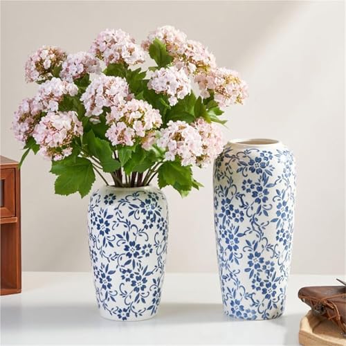 Vase vintage bleu et blanc grand vase décoration intérieure - 4