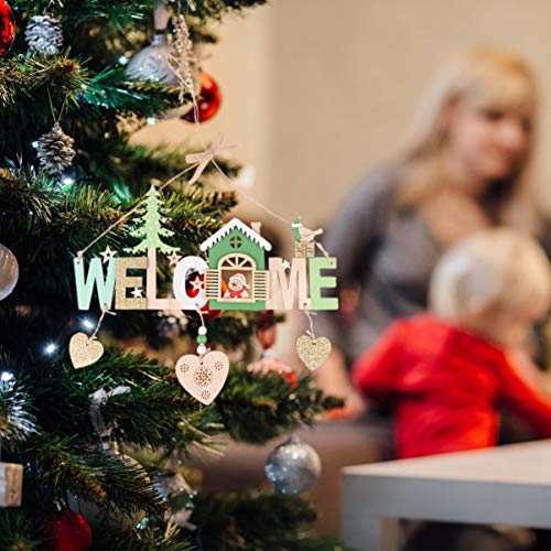 EXCEART 2 PeÃ§as de Madeira Sinal de Natal Sinal de Porta de Boas-Vindas de Madeira Enfeites de Pare