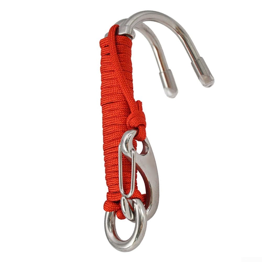 Double Head Scuba Diving Reef for DRIFT Hook, Stainless Steel With 7-Core Nylon Cord, Rust-Proof Wear Resistance, Suitable For Professional Divers(Red)