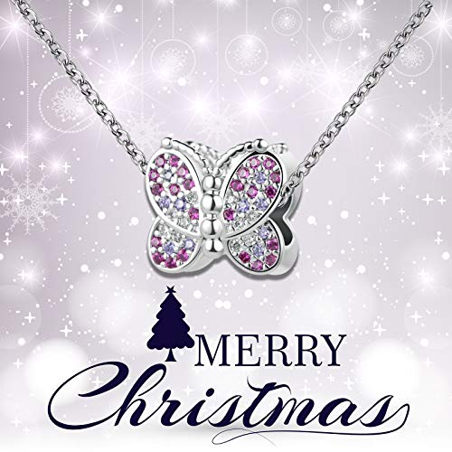 Qeensekc Sparkling Crystal Butterfly Charm Pink Pave Animal Bead For European Charm Bracelet #TOP4