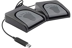 iKKEGOL Ergonomic Foot Pedal Dongle USB 2 Foot Switch Control