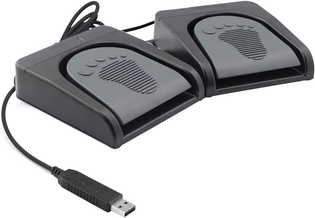 iKKEGOL Upgraded USB Double Pedal Assembly 2 Foot Switch Control 2 Key Button Footswitch Program Video Game Customized PC Keyboard Mouse Multimedia Action HID (Black)