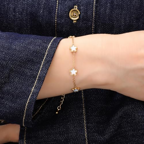 Image of 18K Gold Plated Stainless Steel Dainty Charms Colorful Crystal Birthstone Bracelet Minimalist Cute Jewelry for Women