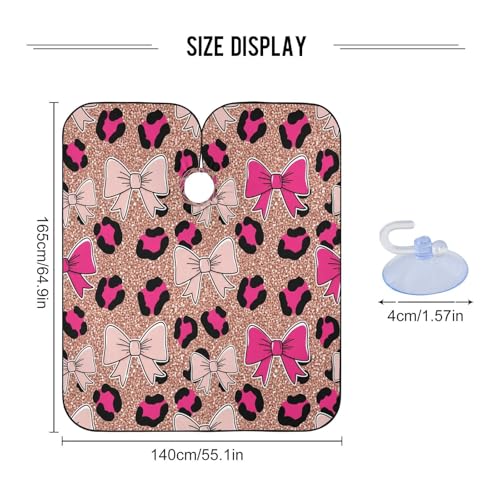 Capa Profesional Impermeable para Corte de Pelo con Estampado Leopardo y Lazos, Cierre Ajustable de Broche para Estilismo y Peluquería miniatura 3