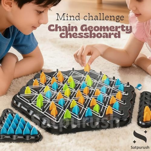 Image of Satpurush Combo Pack of 3 - Flipping Chess, Triangular Chess & Rope Challenge. Educational Indoor Games for Kids 7-14 (SAT-PUZGEO-Game)