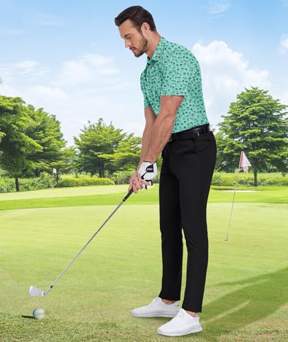 Image of ZITY Men's Golf Shirts Short Sleeve Print Patterns Casual Collared Polo
