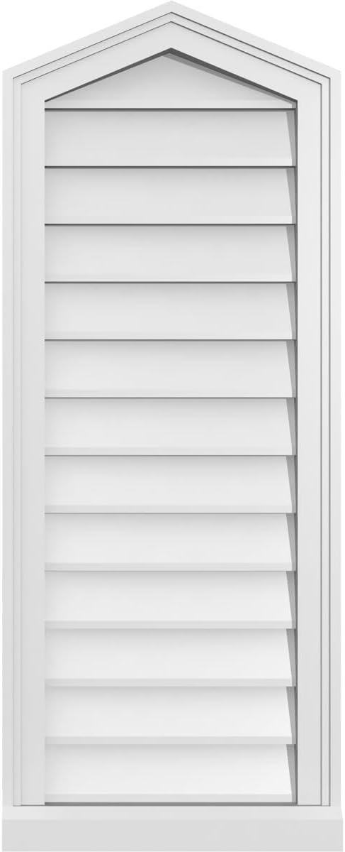 GVSPE16X4003SN-05 Peaked Top Brickmould Sill Frame, Primed Tan Signature Series Surface Mount Gable Vents, 16-in. W x 40-in. H, Unfinished