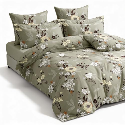 Image of Bedsheet for Double Bed King Size | 90 X 100 Inch Bed Sheet with 2 Pillow Covers 18 X 28 Inch | Soft, Wrinkle Resistant, Durable 250 TC Breathable, Skin Friendly | Olive Sage