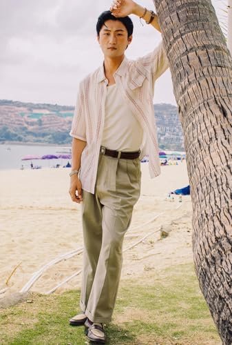 Men's Casual Cotton Pants Elastic Waist Lightweight Cotton Trousers Summer Beach Yoga Pants with Pockets4