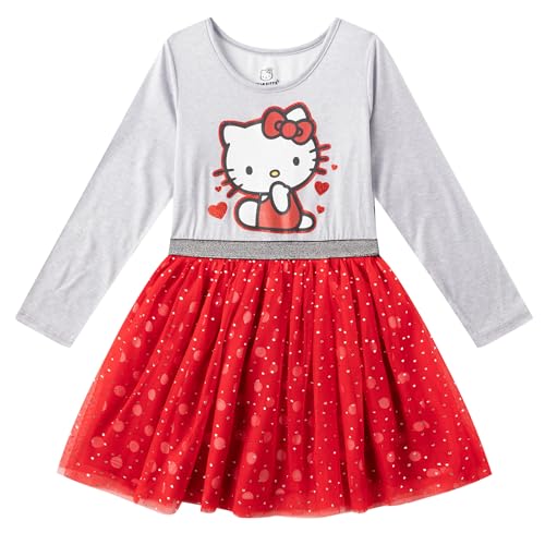 Hello Kitty Sanrio Girls Long Sleeve Dress for Toddlers and Big Kids