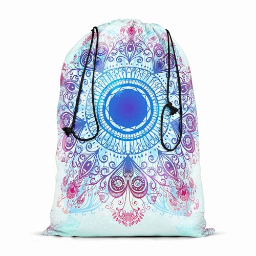 Image of ArtzFolio Ethnic Blue Ornament | Reusable Sack Bag | Bag for Gym, Storage, Vegetable & Travel