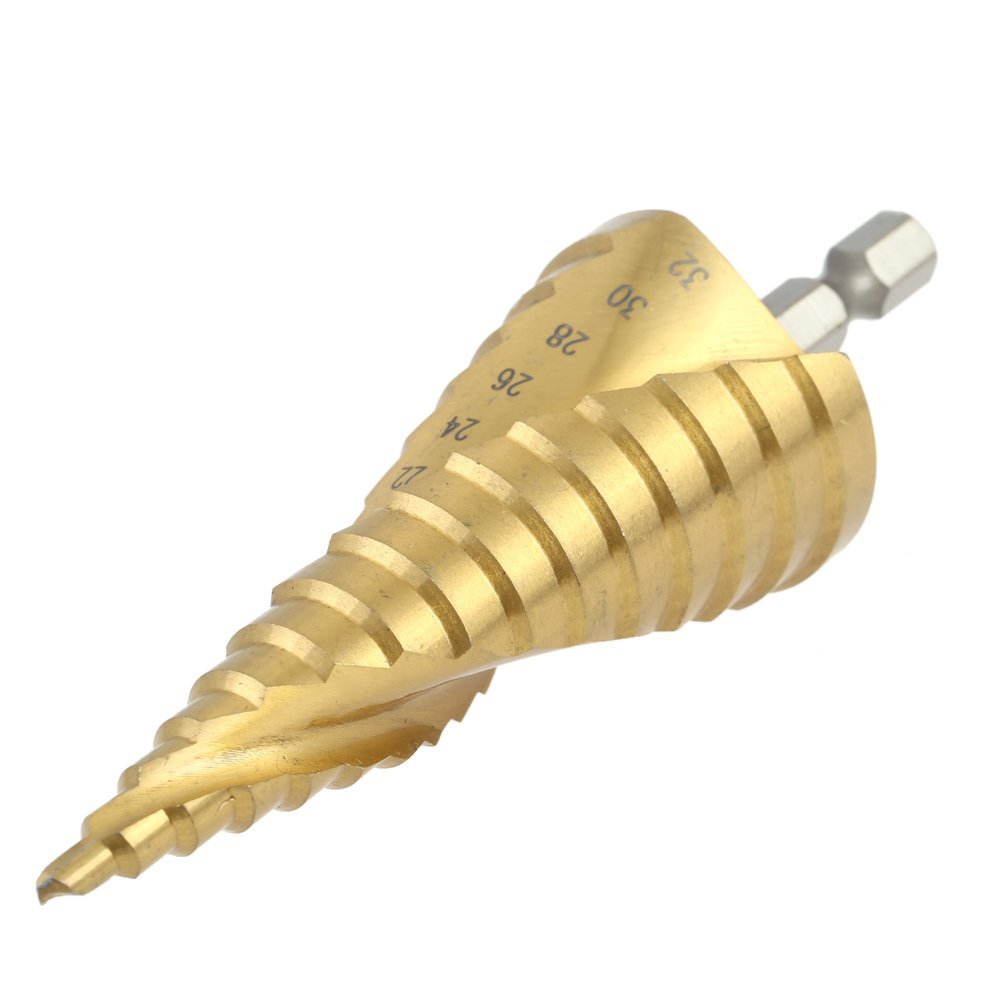 Rangwell HSS Step Cone Drill Set 3-Piece Set 4-12mm/4-20mm/4-32mm, Titanium Coated HSS Hex Shank Pagoda Drill for Carbon Steel, Sheet Iron, Insulation Boards, PVC Boards and Wood(3pc Combo) (B09DKFJH91) Amazon Price History, Amazon Price Tracker