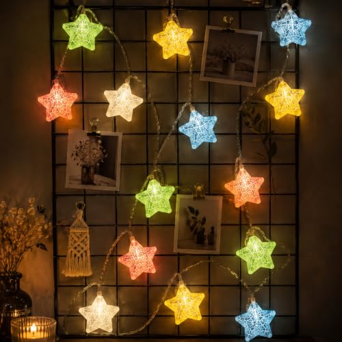 Image of One94Store Plastic Crack Star Led String Light 10 Led 3 Meter Warm White Fairy String Light for Indoor Outdoor Diwali Decoration Light Plug-in (Warm White)