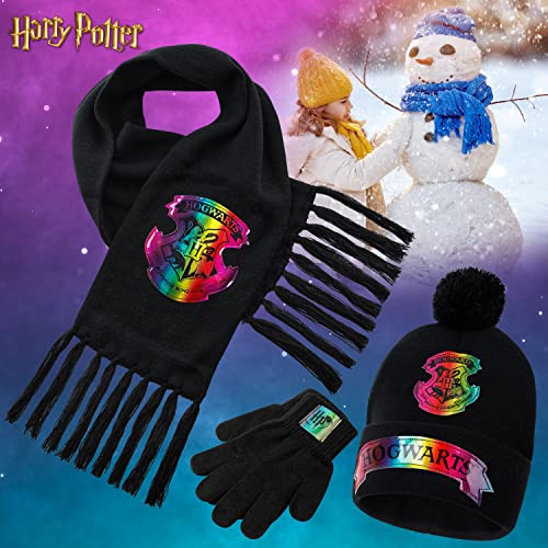 Harry Potter Girls Hat Gloves and Scarf Set 3 Piece Cozy Warm Winter Accessories for Travel Days Out4