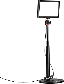 Rollei Lumis Streaming Key Light, Foco de Luz Mesa para Grabar Videos CRI 95+ para PC Ordenador con Soporte Ajustable 28~78 cm, LED Panel Iluminacion Videoconferencia por Youtuber Videollamadas Webcam
