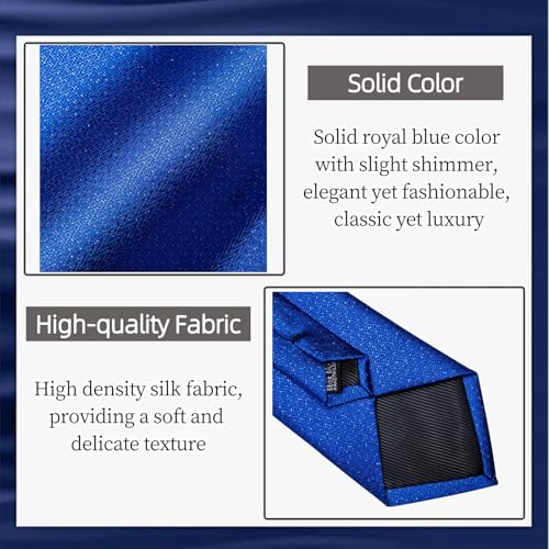 Image of DiBanGu Mens Solid Color Tie and Pocket Square Set Woven Silk Plain Necktie & Handkerchief for Men Wedding Party Formal