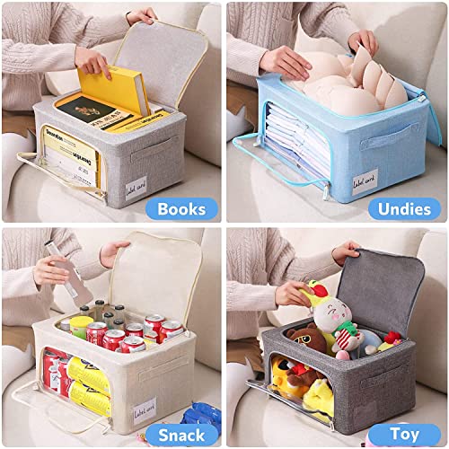 Image of Craava Foldable Storage Living Box Cloth Organizer With Steel Frame Water Proof Fabric (24 Ltr - Pack of 2, Sky Blue)