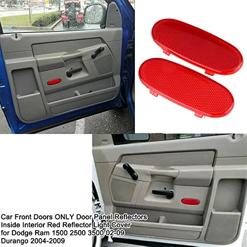 Image of Front Door Panel Reflector Interior Door Reflectors Red Light Cover for Dodge Ram 1500 2002-2008 /Ram 2500 /3500 2003-2009 /Dodge Durango 2004-2009