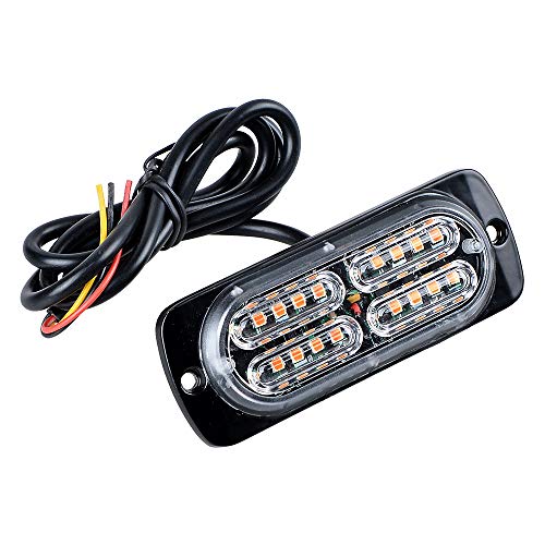 Amber 20-LED Flash Strobe Light Caution Emergency Beacon Warning Hazard Compatible with Car POV Construction Tow Truck Van Vehicle