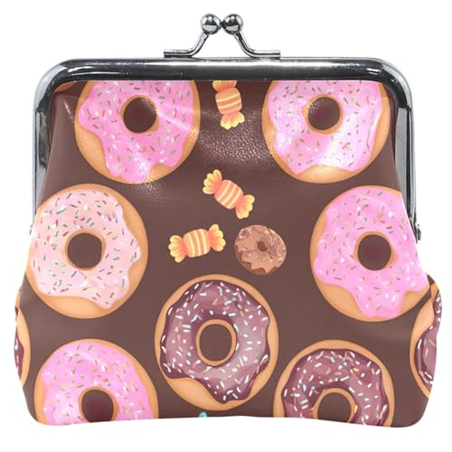 Monedero personalizado para mujer, diseño de donas y caramelos, color rosa y marrón, Rosado marrón Donuts Candy Sweet, Classic