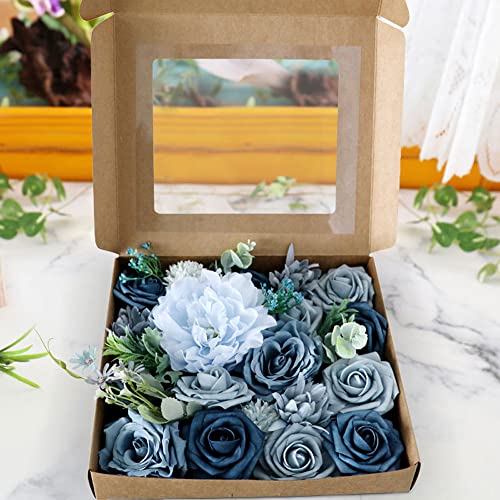 Fouriding Artificial Flowers Roses, Dusty Blue Rose DIY for Wedding Bouquets Valentine's Day, Mother's Day, Baby Shower - Image 3