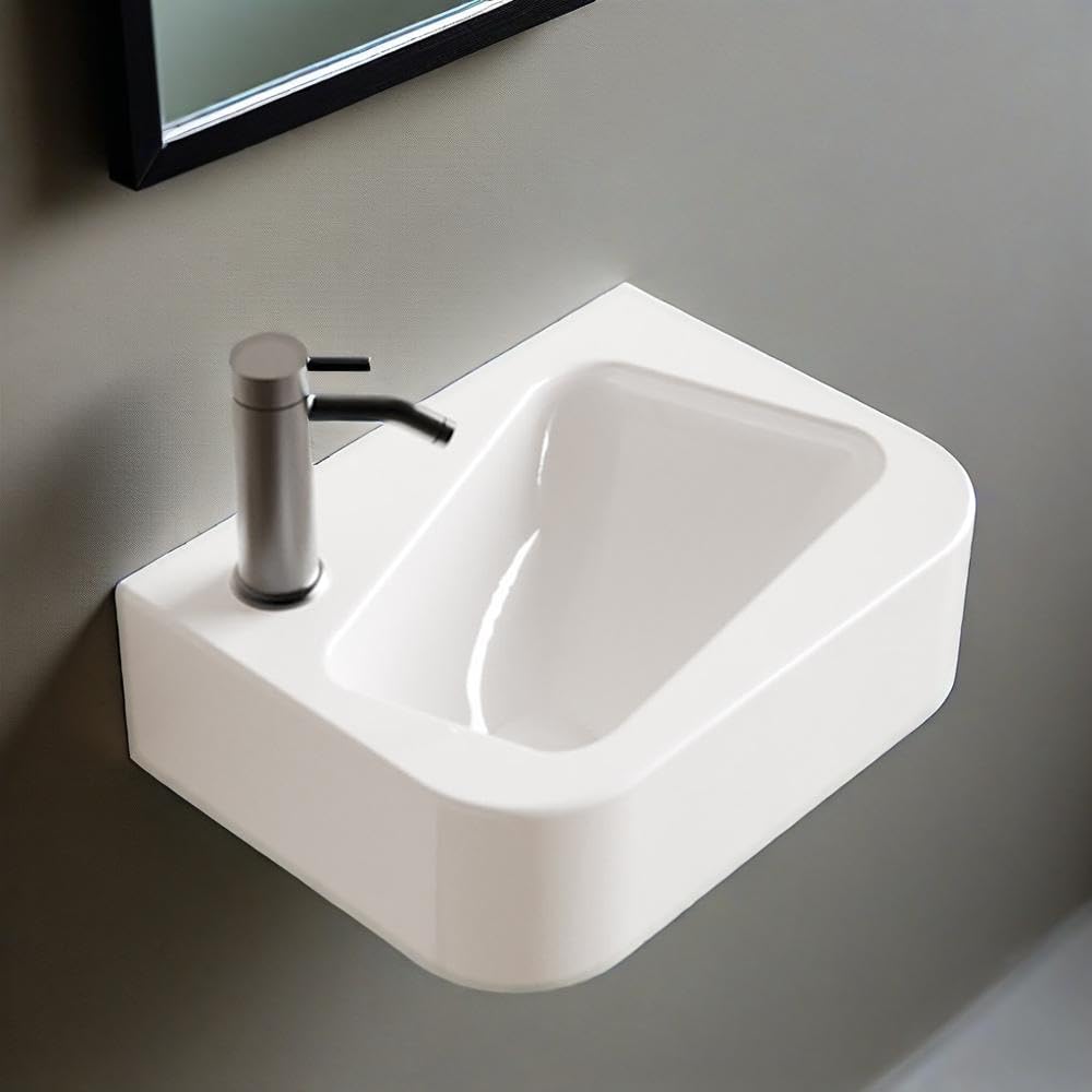 Petit lave-mains suspendu en céramique de haute qualité forme rectangulaire