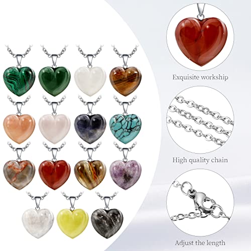 Geelin 15 Types Heart Shape Crystal Necklace Heart Crystal Charms Pendants Women Love Necklace for Christmas Valentine's Gift, Wife Girlfriend Gift Birthday Party Favor3